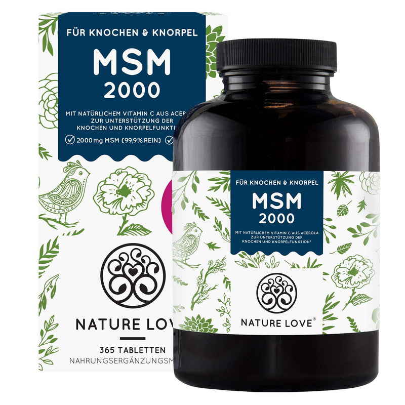 MSM 2000 mg with vitamin C per daily dose - 365 lab-tested tablets - more compact MSM powder than capsules - for joints - no additives, high dosage, vegan, made in Germany - NewNest Australia