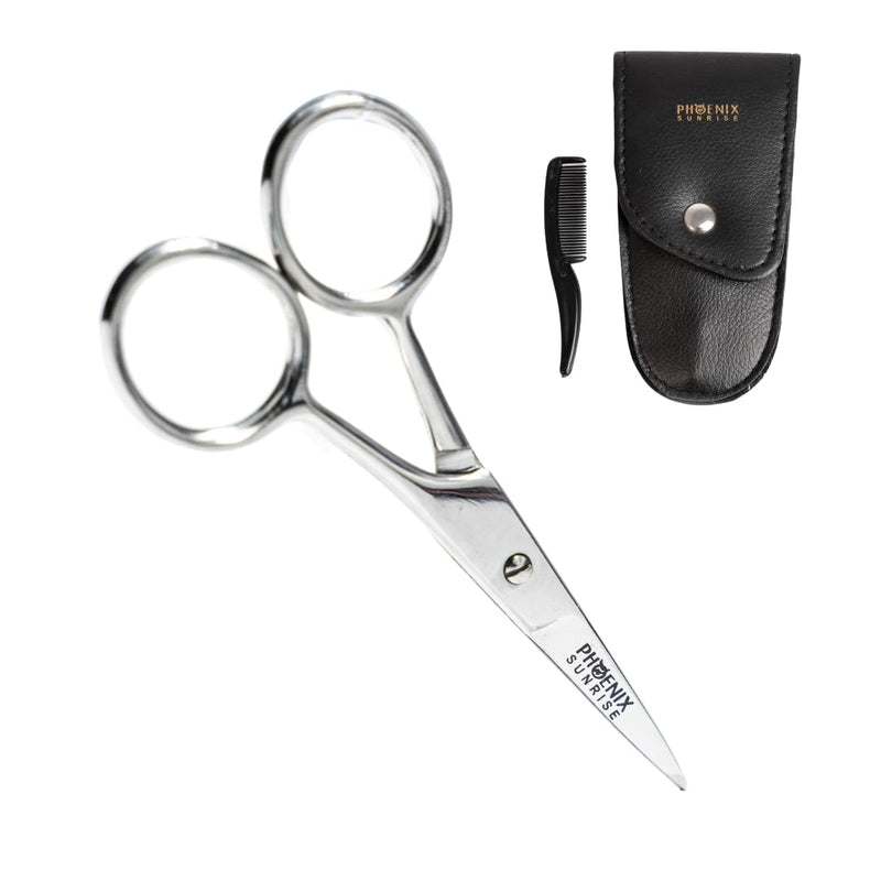 Professional Eyebrow Scissors Set With Comb & Travel Case | Beard Scissors & Eyebrow Scissors For Men And Women | Extra Sharp Blade | For Ears, Nose & Beard Hair - With Straight Blade & Rustproof - NewNest Australia