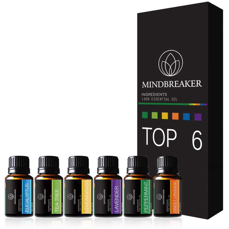 Aromatherapy Essential Oil Set - 6 Bottles Aromatherapy Essential Oil Eucalyptus, Lavender, Tea Tree, Lemongrass, Sweet Orange, Peppermint Oil Works For All Oil Diffusers - NewNest Australia