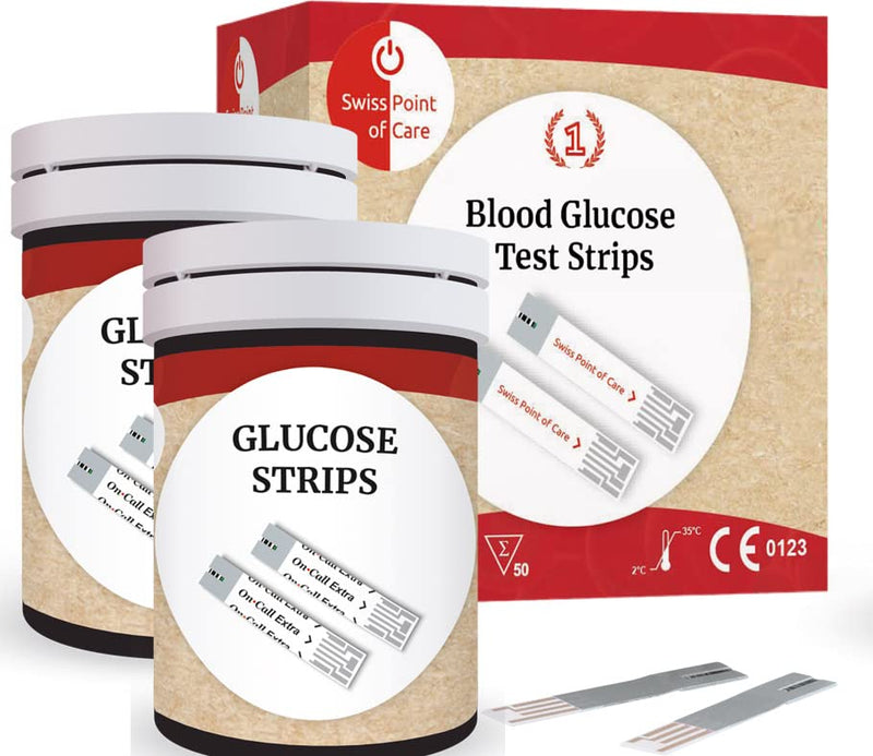 Swiss Point Of Care On Call Extra | Blood Glucose Test Strips For The On Call Extra Glucometer In Practical 2 Pack (100 Pieces) | For Accurate Analysis Of Blood Glucose Levels - NewNest Australia