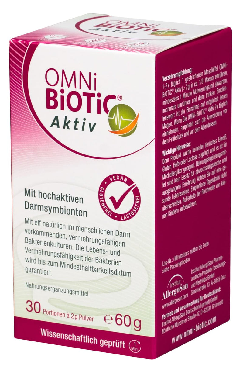 Omni Biotic Aktiv, 30 Servings (60 G), 11 Bacterial Strains, 10 Billion Organisms Per Daily Dose, Powder, Vegan, For Daily Use, With Bacteria For The Intestinal Flora - NewNest Australia