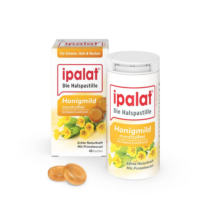 Ipalat Throat Pastilles Honey Mild: For Hoarseness & Cough Stimulation, Especially Mild Taste Without Menthol, With Primrose Root, Anise And Fennel, 40 Lozenges - NewNest Australia