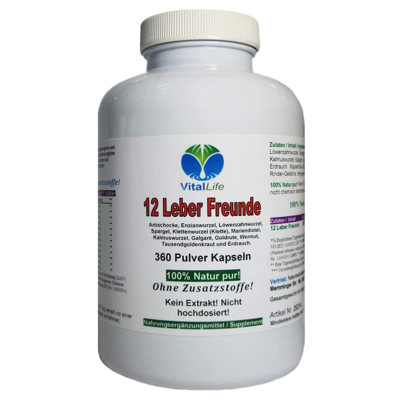 12 liver friends - 12 bitter herbs & bitter substances with milk thistle, artichoke, dandelion, gentian and much more. - 360 LIVER VITAL CAPSULES - PURE NATURE without ADDITIVES. 26314-360 - NewNest Australia