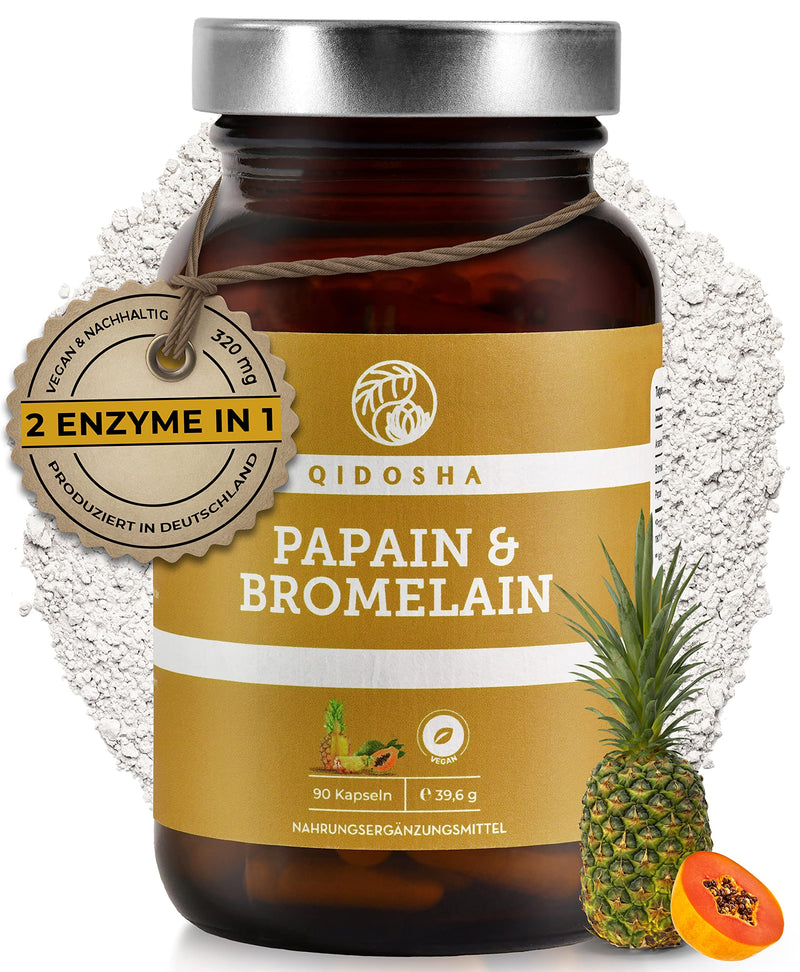 Qidosha Papain Bromelain Capsules, Pack Of 90, Papain Enzyme, Papaya Enzyme, Papaya Enzyme, Pineapple Papaya Enzyme, Digestive Enzymes With 320 Mg Bromelain Papain Per Daily Dose, Vegan - NewNest Australia