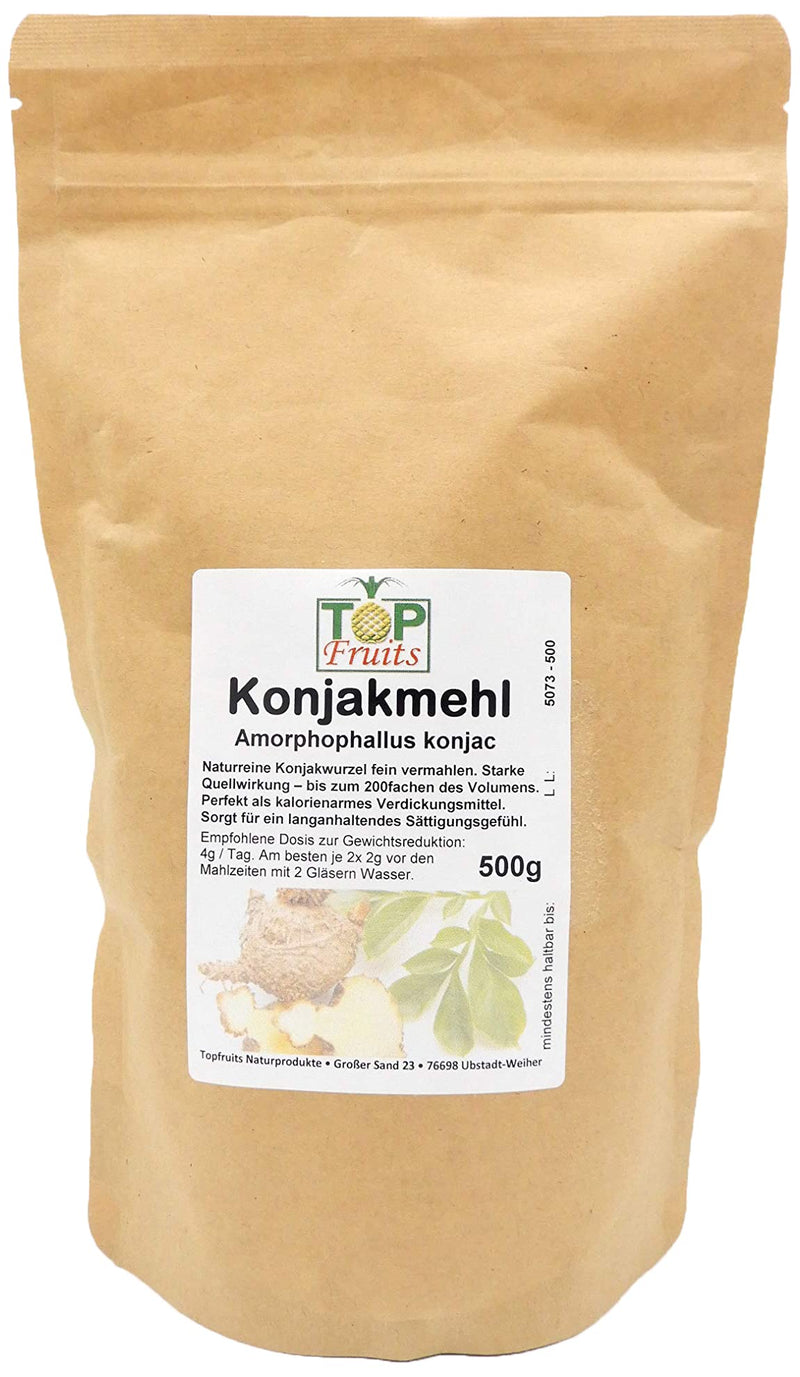 TOPFRUITS Konjac flour 500g ground glucomannan powder - 36000 cps - Amorphophallus konjac, devil's tongue - NewNest Australia