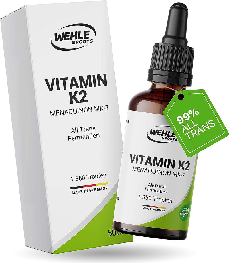 Vitamin K2 MK7 200µg 1850 drops 50ml - Premium: 99% All-Trans Menaquinone - Laboratory tested, vegan, high dosage, and made in Germany. - NewNest Australia