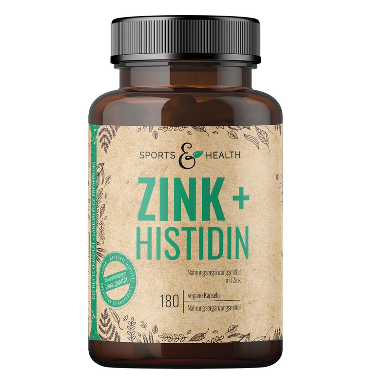 Zinc + Histidine with 180 vegan capsules thanks to histidine with optimal bioavailability without microcrystalline cellulose - NewNest Australia