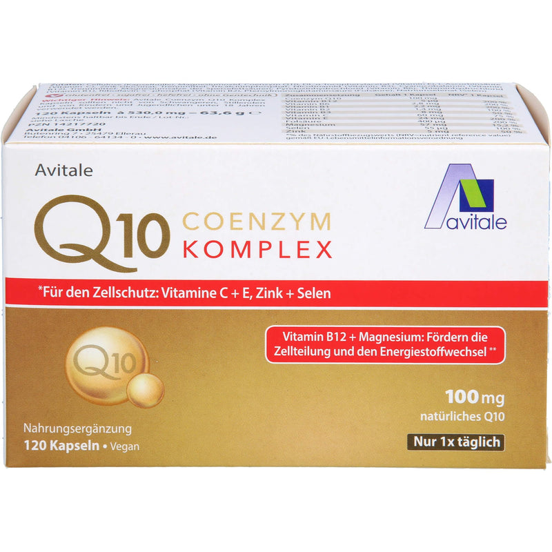 Avitale Coenzyme Q10 complex capsules with 100mg, purely plant-based coenzyme Q10, vitamin C, 120 capsules - NewNest Australia