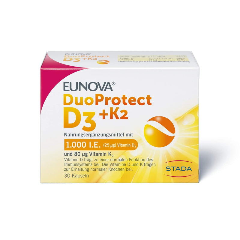 EUNOVA DuoProtect D3 + K2 1000 IU - dietary supplement for healthy bones - 1 x 30 capsules 30 pcs - NewNest Australia