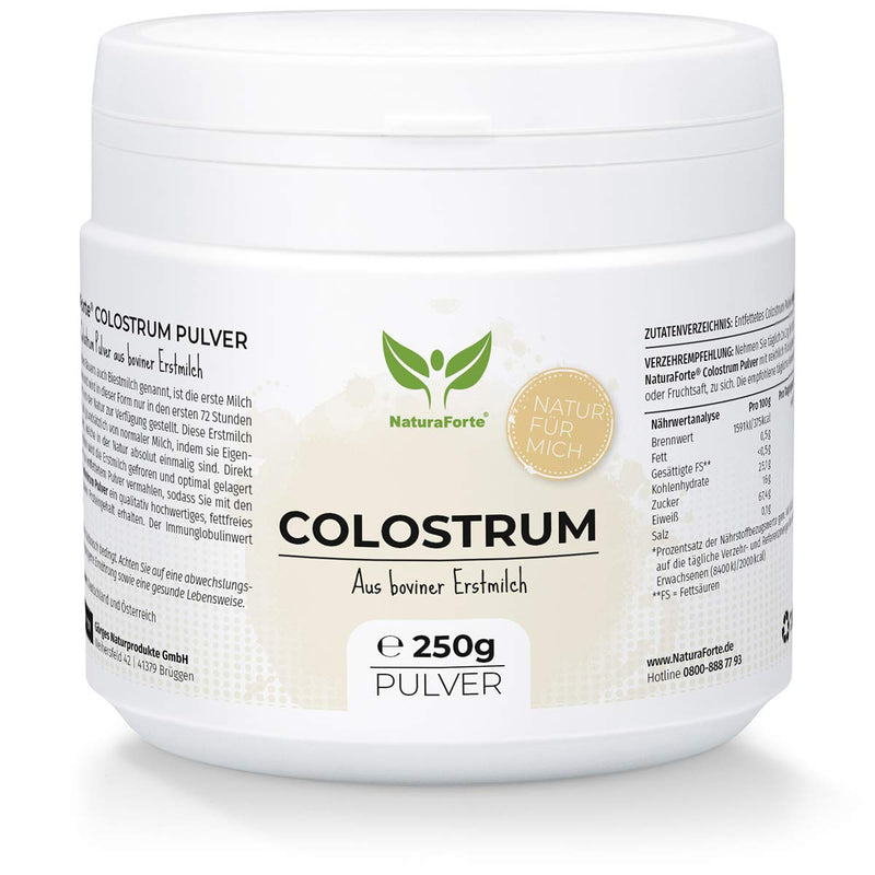 NaturaForte Colostrum Powder 250 g - Natural Cow Colostrum Powder, Beast Milk, First Milk Gently Degreased, Milk Powder with Immunoglobuline G - NewNest Australia