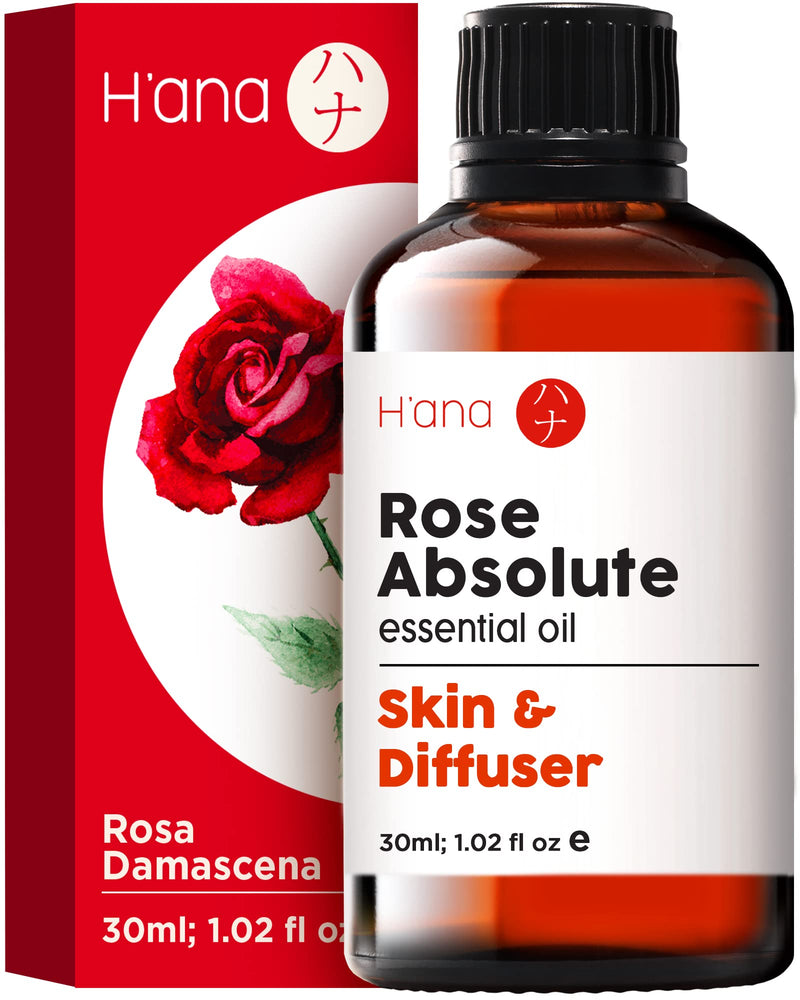 H'Ana Rose Essential Oils For Skin And Aromatherapy - 100% Pure Therapeutic Grade Rose Oil For Face - Rose Essential Oil For Diffuser, Skin, Face, Hair And Perfume (30Ml) - NewNest Australia