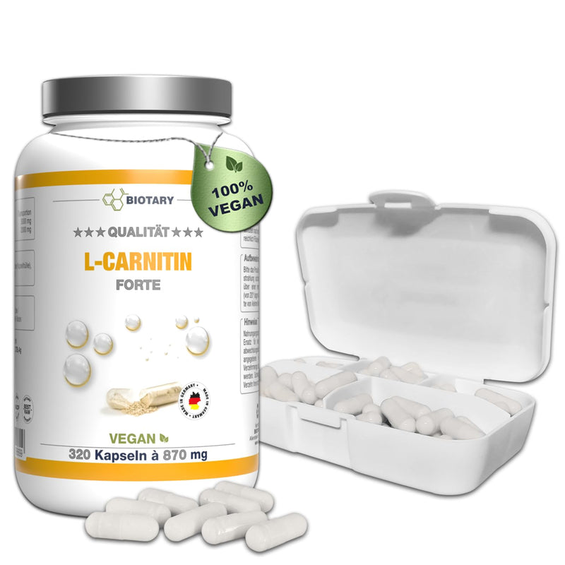 L-Carnitine, 320 Capsules, 3000 Mg Daily Serving, 3 Month Supply, Including Pill Box, L-Carnitine High Dose Capsules, 100% Vegan, Popular With Diet, Weight Loss, Fat Burning, Fat Burner - NewNest Australia