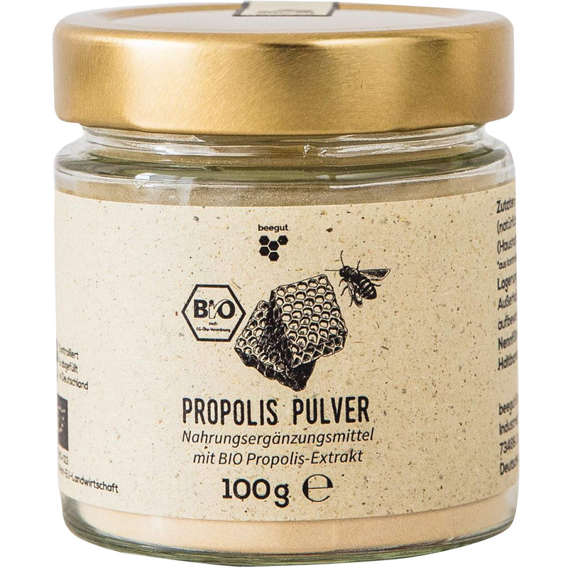 beegut ORGANIC propolis powder, for taking or making your own products, 100g propolis powder from controlled organic cultivation, sustainable packaging - NewNest Australia