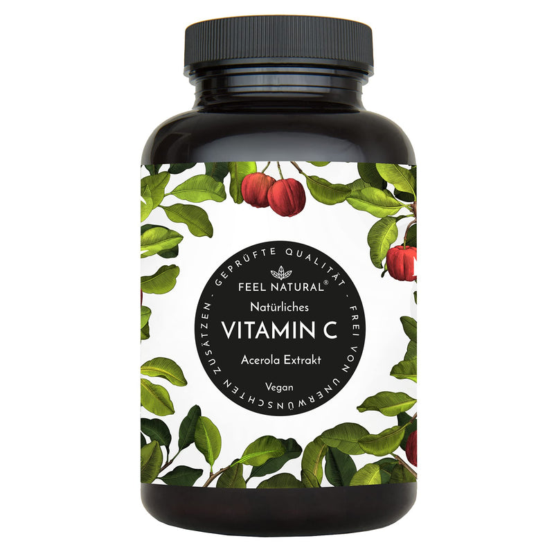 Acerola capsules - High-dose natural vitamin C - 180 vegan capsules in a 6-month supply - No unwanted additives - Laboratory tested, vegan and produced in Germany - NewNest Australia