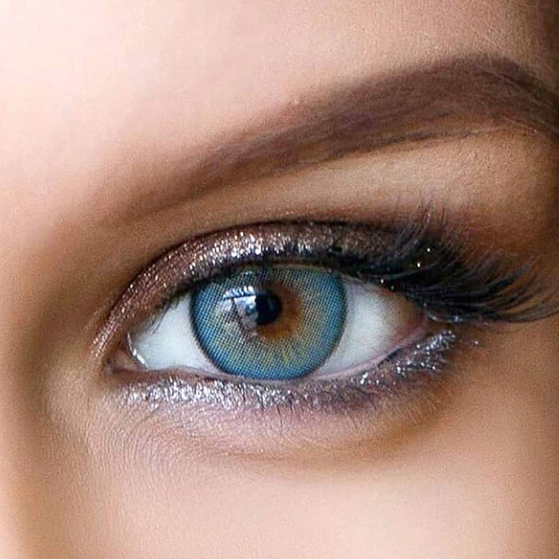 Glamlens Silicone Comfort Contact Lenses Very Opaque And Natural Blue Colored 'Elly Blue' + Container - 1 Pair (2 Pieces) - Dia 14 Mm - Without Strength 0.00 - NewNest Australia
