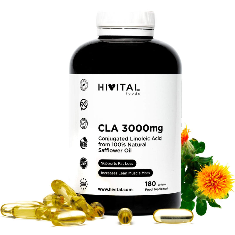 CLA (Conjugated Linoleic Acid) 3000mg per dose. 180 softgel capsules of 100% natural safflower vegetable oil. - NewNest Australia