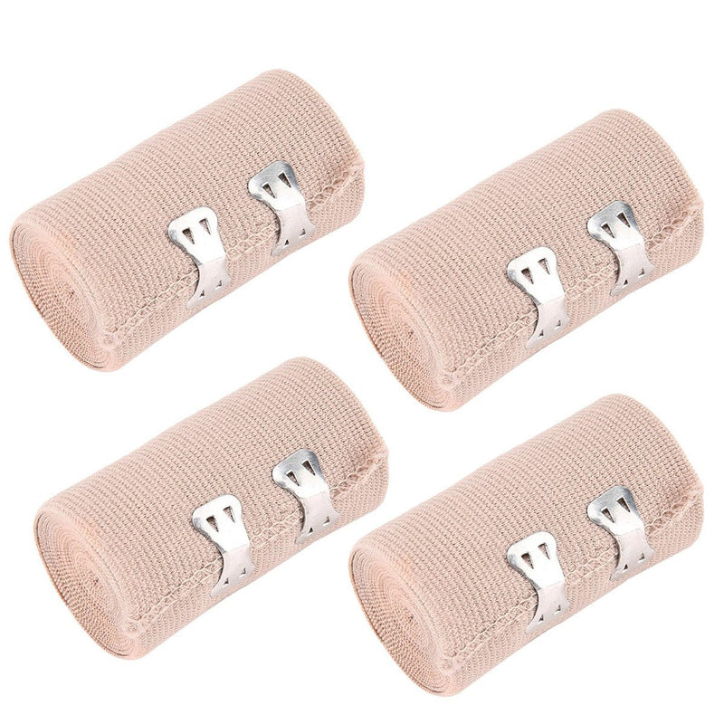 Healifty Elastic Bandage, 4 Pieces, Elastic Medical Bandages, Wrap, Compression Roller With Extra Metal Clips, Sport Delivery (2 X 7.5 Cm Width And 2 X 10 Cm Width) - NewNest Australia