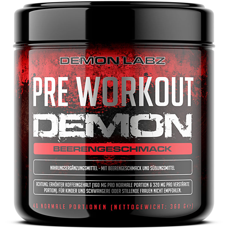 Pre Workout Demon - BERRY FLAVOR - Pre Workout Booster - Training Booster Powder with Creatine Monohydrate, Beta Alanine, Taurine, Citrulline & Caffeine - Made in Germany (360g) 40 portions (pack of 1) - NewNest Australia