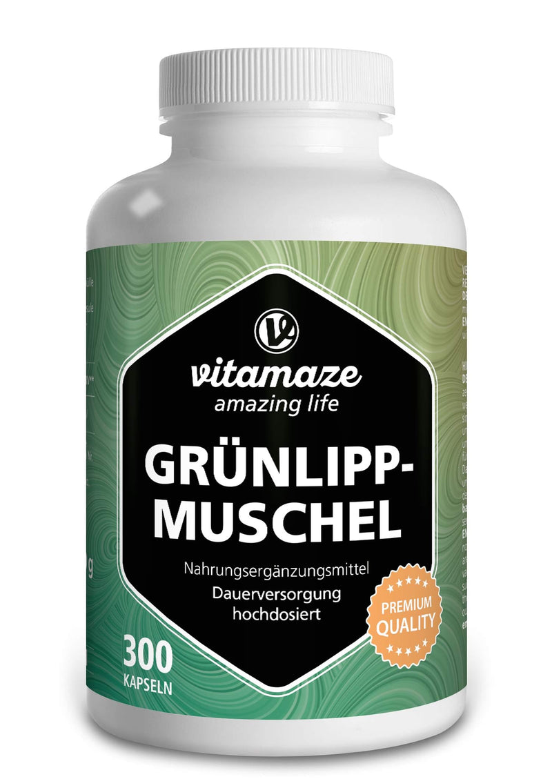 High-dose green-lipped mussel capsules: 1500 mg green-lipped mussel powder from New Zealand per daily dose, 300 capsules continuous supply, natural dietary supplement without additives, made in Germany - NewNest Australia