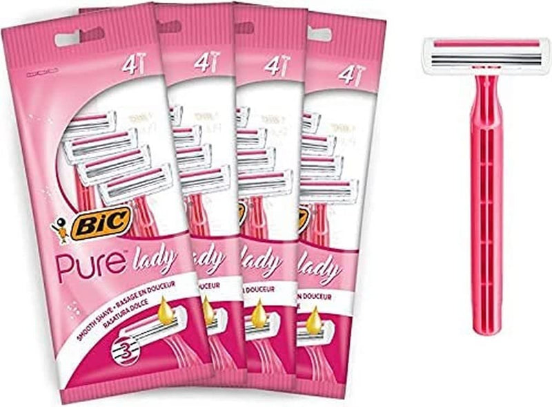 BIC Pure Lady razors for women, 16 disposable razors with 3 blades each, with vitamin E & shea butter for a gentle shave single - NewNest Australia