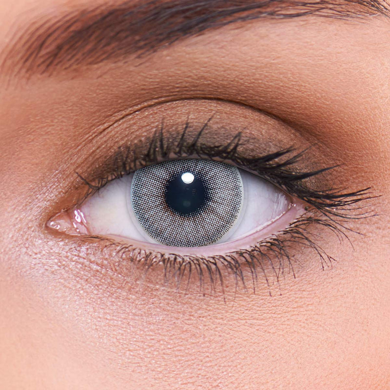 LENZOTICA Very strong, naturally opaque gray contact lenses colored NATURAL LIGHTGREY + container, 1 pair (2 pieces), DIA 14.00, without power, 0.00 diopters, 3 monthly lenses, without prescription, soft lens - NewNest Australia
