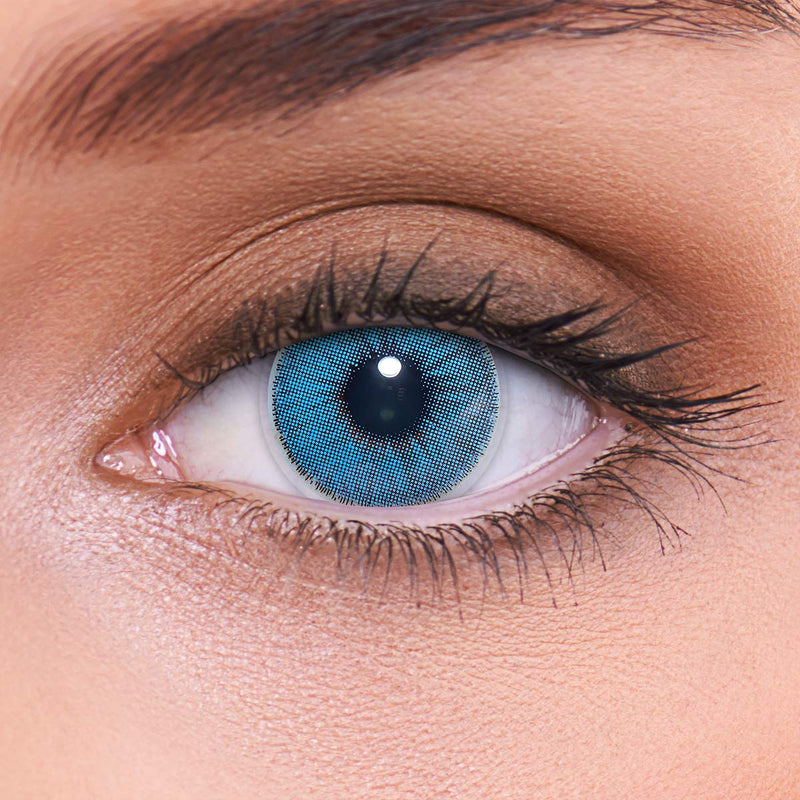 Lenzotica Very Strong Natural Opaque Blue Contact Lenses Colored Natural Sapphire + Container, 1 Pair (2 Pieces), Dia 14.00, No Prescription, 0.00 Dioptres, 3 Month Lenses, No Prescription, Soft Lens - NewNest Australia