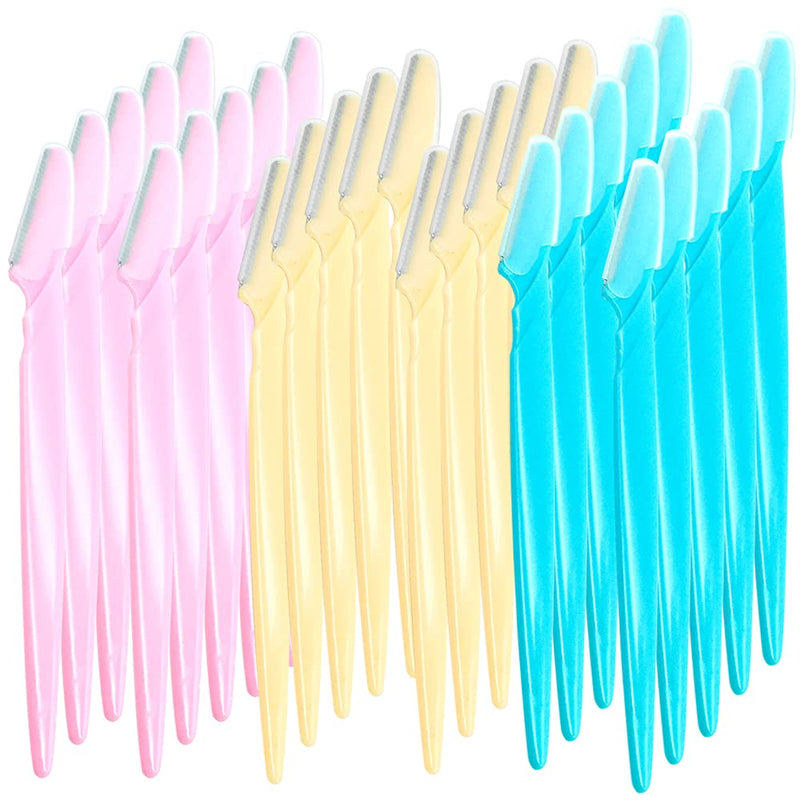 CKANDAY 60 pieces eyebrow razor shaper trimmer razor women men facial razor with precision cover, 3 colors blue, yellow, pink 60 pieces (pack of 1) - NewNest Australia