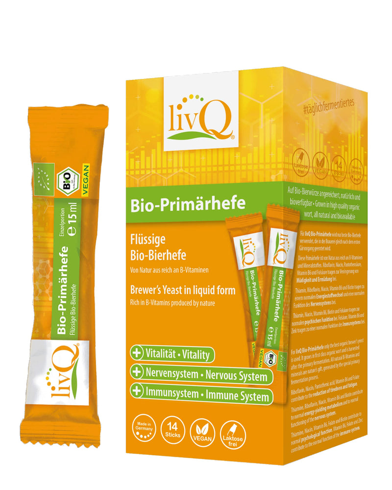 livQ pure organic primary yeast - superfood immune booster I organic brewer's yeast from primary fermentation with B vitamins I refreshing I vegan & lactose-free I 210ml original - NewNest Australia