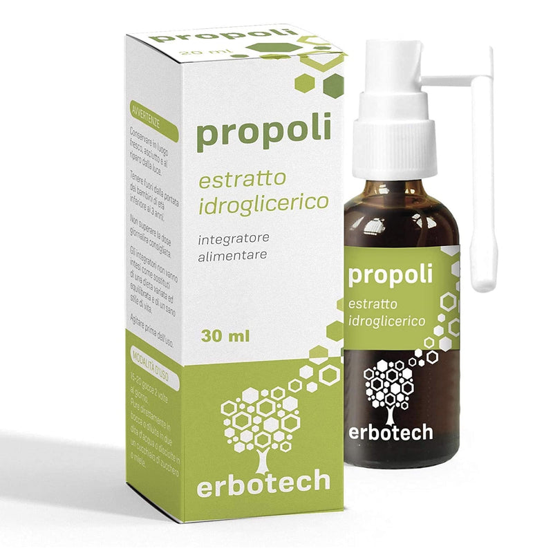 Erbotech Propolis Spray 30 Ml, Mother Tincture, Pure Extract, Suitable For Children, Natural Remedy For Sore Throat And Cough, Contributes To The Wellbeing Of The Respiratory Tract, Made In Italy - NewNest Australia