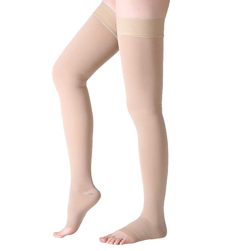 Wallfire Medical Compression Stockings, 23-32mmHg Thigh Support Stockings for Women Men Relief Prevent Varicose Veins Skin Color XXL - NewNest Australia