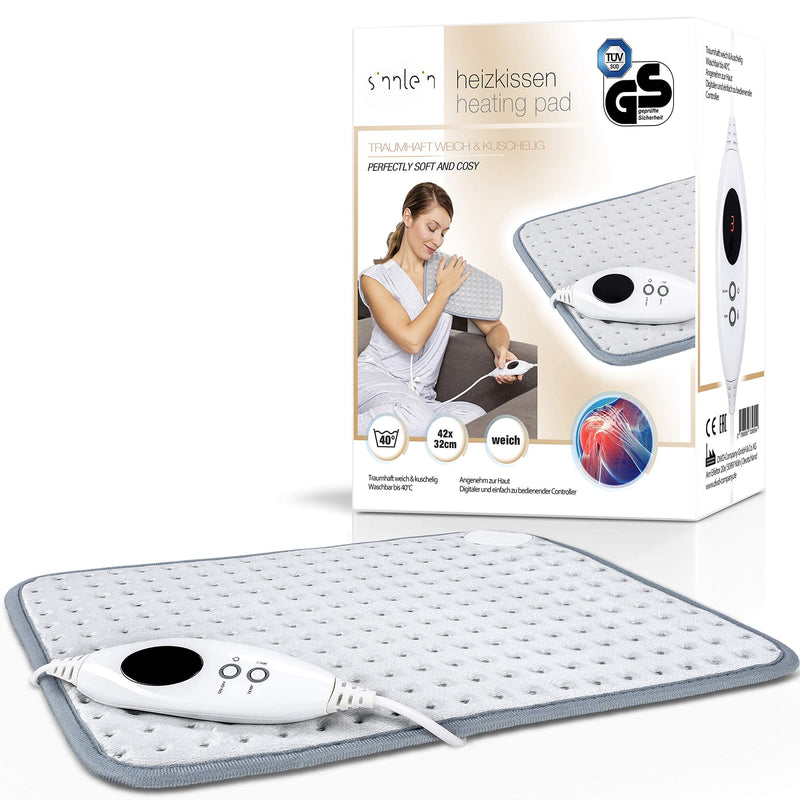 sinnlein® heating pad made of fleece 42 x 32 cm TÜV SÜD GS tested | electric heating pad with automatic switch-off | 6 temperature levels | washable up to 40°C | Digital display grey - NewNest Australia