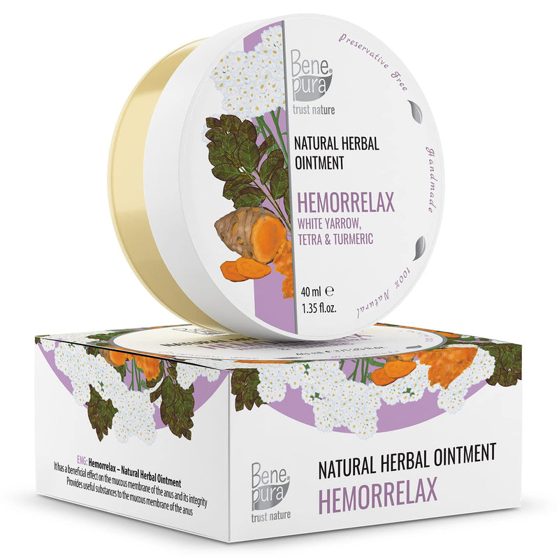 Benepura Haemorrhoids Ointment Swelling - Natural Ointment Against Haemorrhoids - White Yarrow Haemorrhoid Ointment Relieves Itching - Fissue Ointment With Turmeric - 40 Ml - NewNest Australia