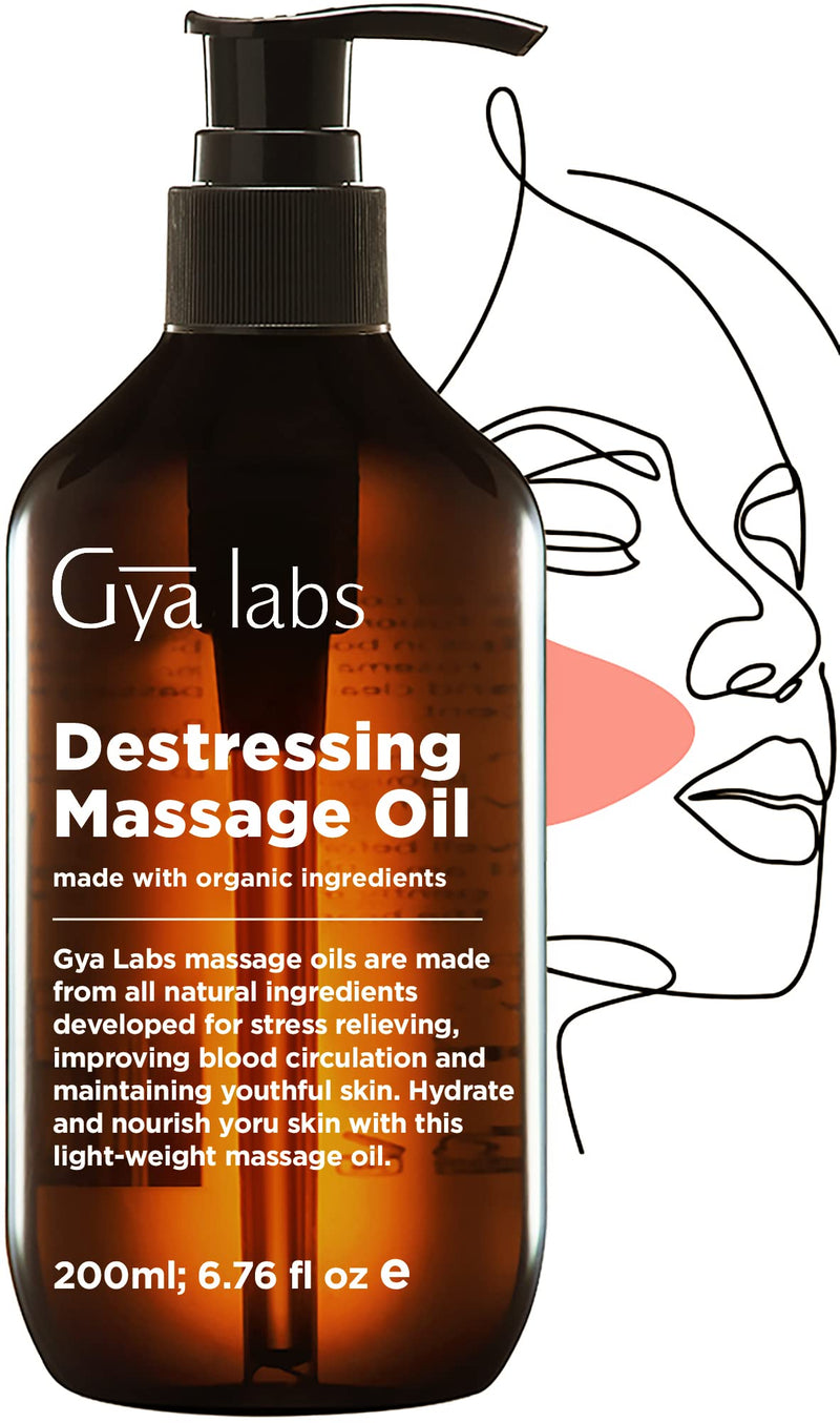 Gya Labs Anti-Stress Massage Oil For Couples - Muscle Soreness Oils For Massage Therapy And Skin - Made From Lavender, Rose Otto, Rosewood, Myrrh, Jojoba And Argan Oil (200Ml) - NewNest Australia
