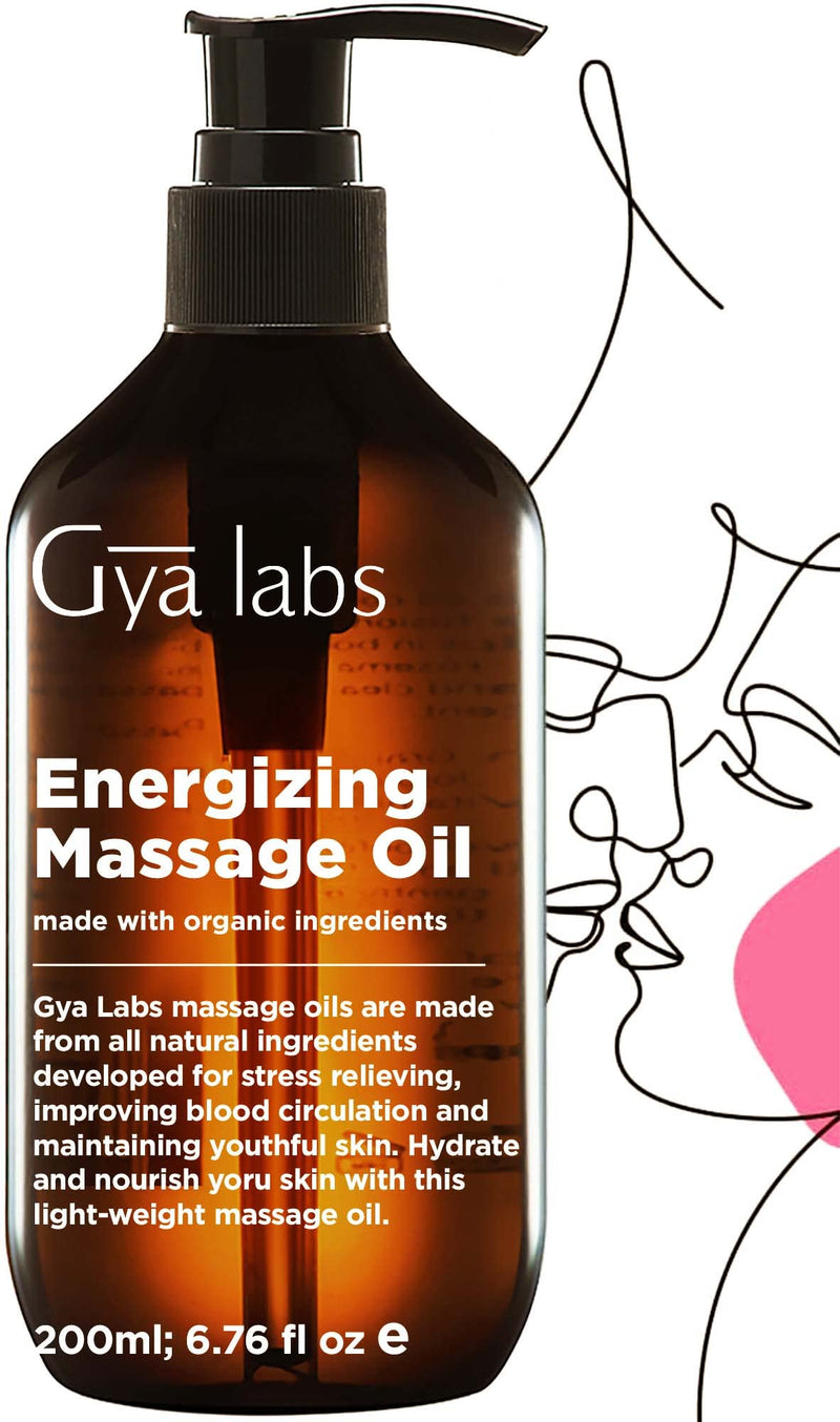 Gya Labs Energizing Massage Oil For Massage Therapy - Body Massage Oils For Couples - Made With Lemon, Grapefruit, Rosemary, Peppermint, Pine Needle, Jojoba And Argan Oil (200Ml) - NewNest Australia