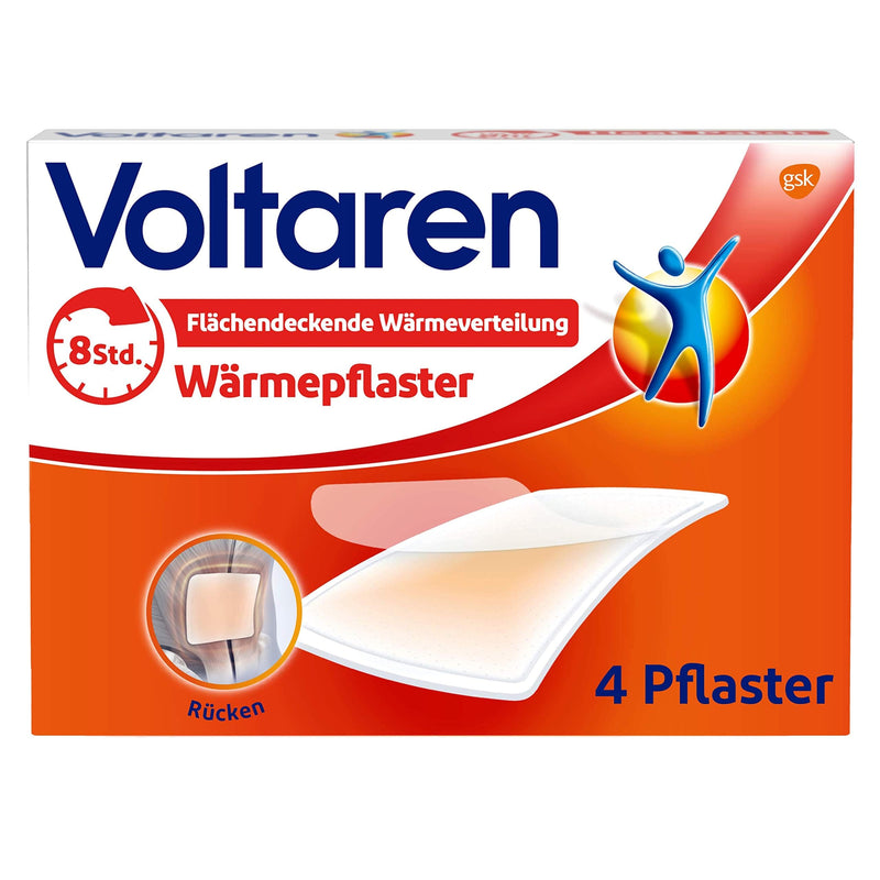 Voltaren heat plasters without active pharmaceutical ingredients for long-lasting pain relief from back pain, neck pain and shoulder pain, 4 plasters - NewNest Australia