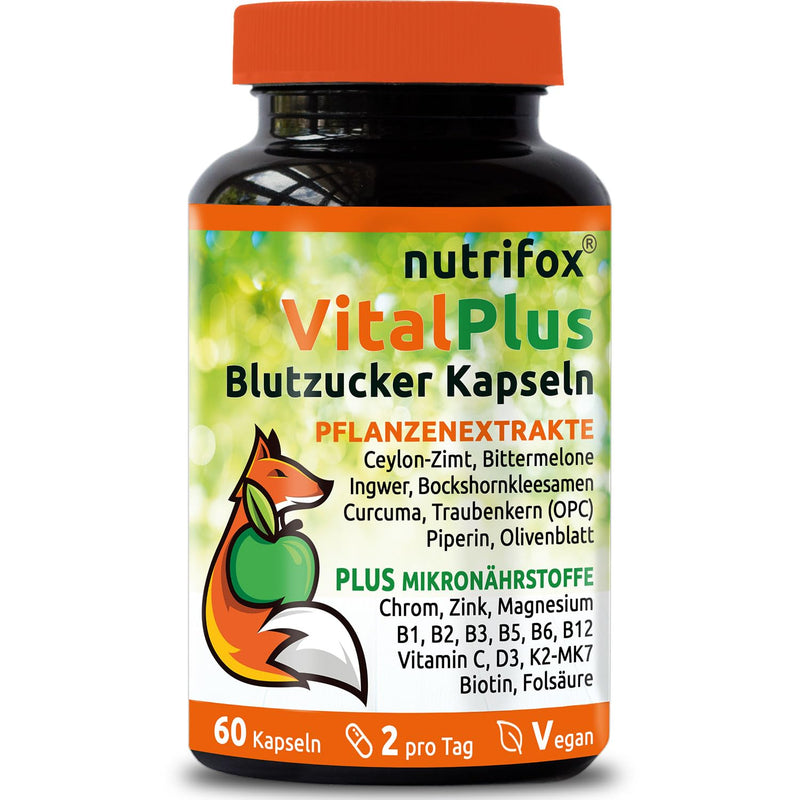 60 Blood Sugar Capsules Vital Plus (With Ceylon Cinnamon, Chromium, Zinc, Opc, Bitter Melon, Fenugreek Seeds, Turmeric, Ginger, Vitamin B Complex, Etc.), 2 Months, From Nutritionists For Diabetes - NewNest Australia