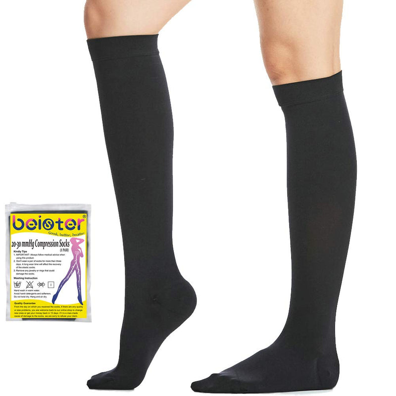 Beister Medical Compression Stockings Women Men 20-30 mmHg Closed Toe Support Stockings Graduated Support for Varicose Veins, Edema, Pregnancy M Black - NewNest Australia
