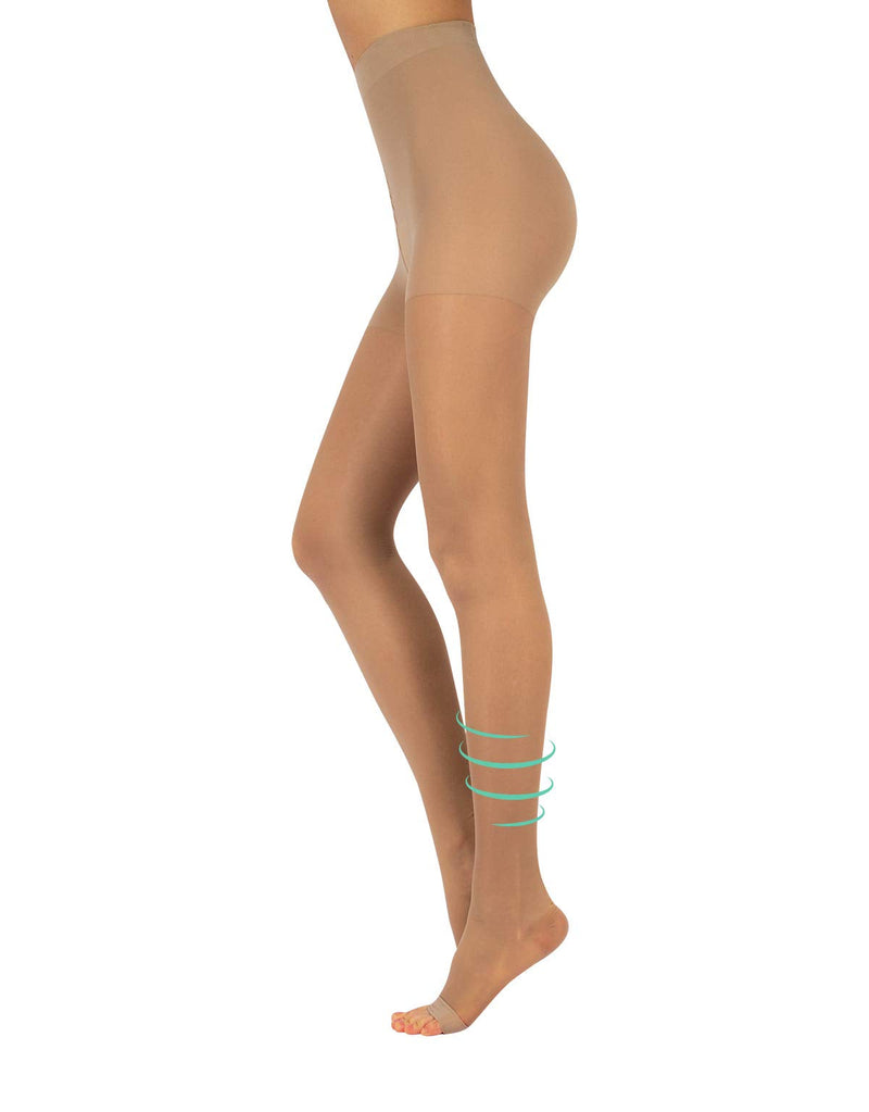 Calzitaly Toe-Free Medical Tights With Strong Graduated Compression 18-22 Mm/Hg Open Toe Elastic Support Tights Black, Skin Color S, M, L, Xl 140 Den Made In Italy - NewNest Australia