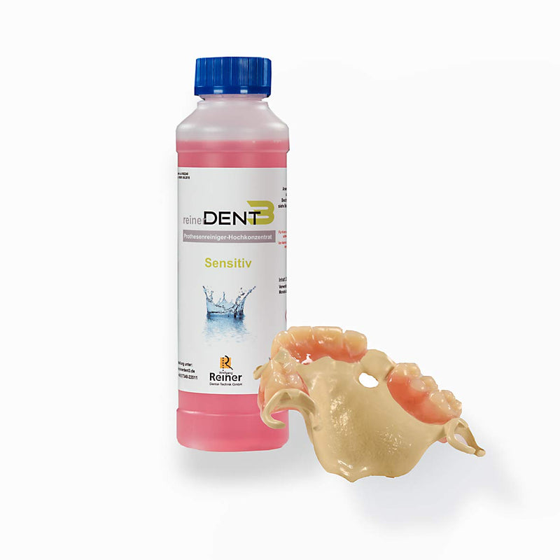 reinerDENT3 denture cleaner 250ml SENSITIVE XL particularly suitable for dentures made from materials for allergy sufferers - Peek and Bio HPP - NewNest Australia