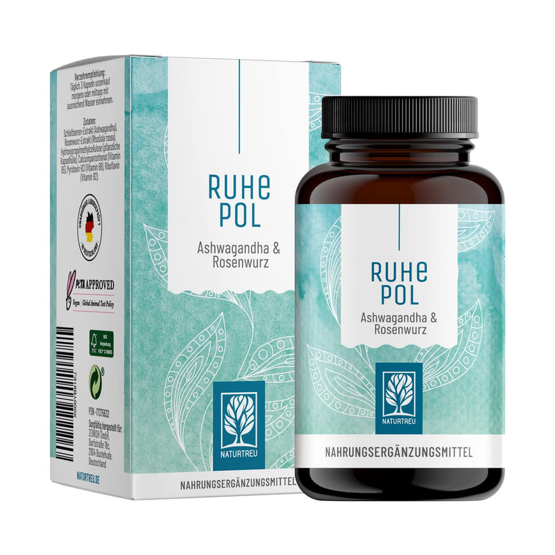 NATURTREU Ashwagandha roseroot capsules, high dosage - comparison winner 2020* - 500 mg each of Ashwagandha + Rhodiola Rosea extract - haven of peace: vegan, plant-based and without additives - 120 Ashwagandha capsules - NewNest Australia