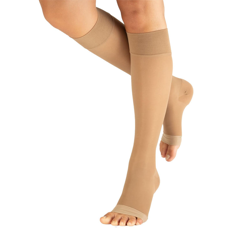 CALZITALY PACK 1/2 toe-free support stockings with strong graduated compression 18-22 mm/Hg | Compression stockings Open Toe | 140 DEN | Made in Italy L/XL (2 pieces) skin color - NewNest Australia