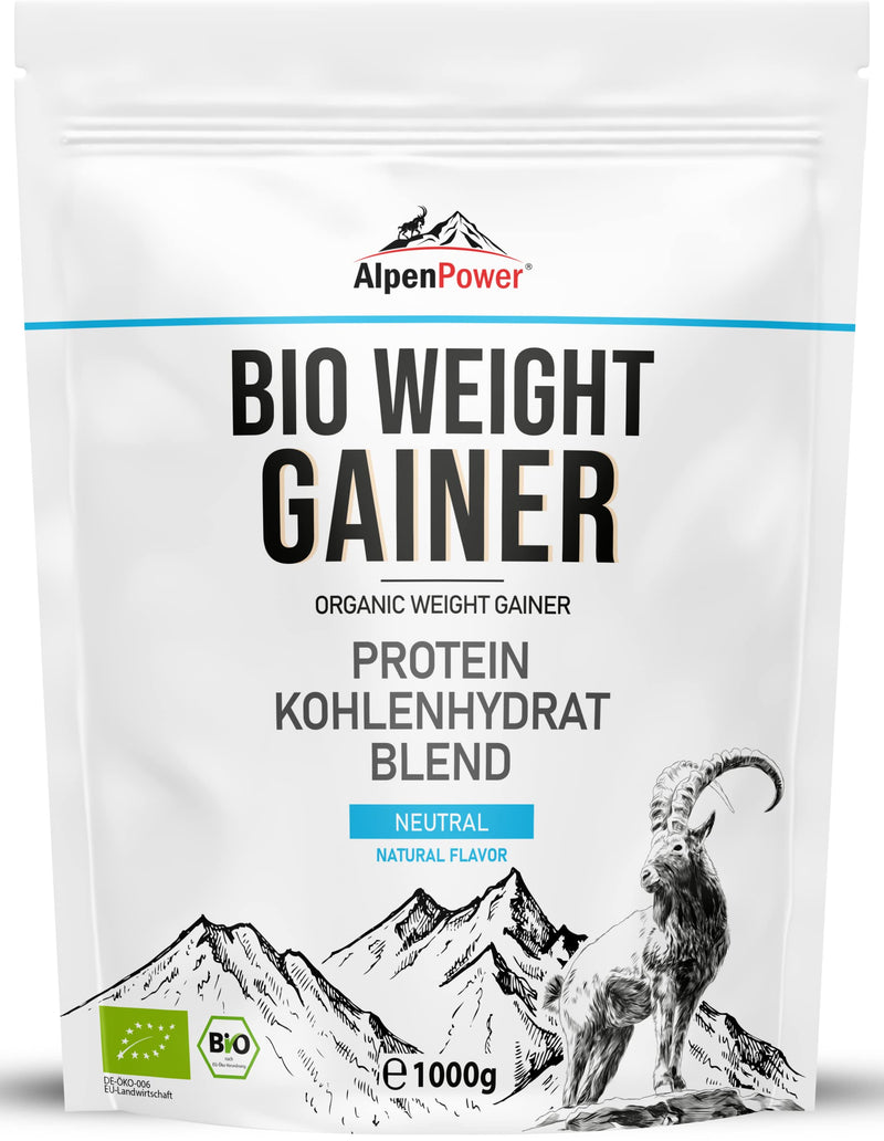 AlpenPower BIO Weight Gainer Neutral 1 kg I 100% natural ingredients & no additives I High-quality protein-carbohydrate mixture I For muscle building natural 1 kg (pack of 1) - NewNest Australia