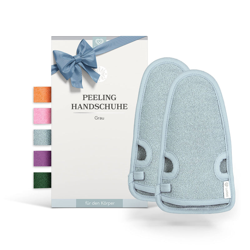 Lowell - Exfoliating Glove Incl. Exfoliating Guide (May Not Be In English Language) + 2 X Bonus Suction Cups - Luxury For Your Body - Wellness Glove - Body & Face Shower Sponge - Hamam Gloves Grey/Grey - NewNest Australia