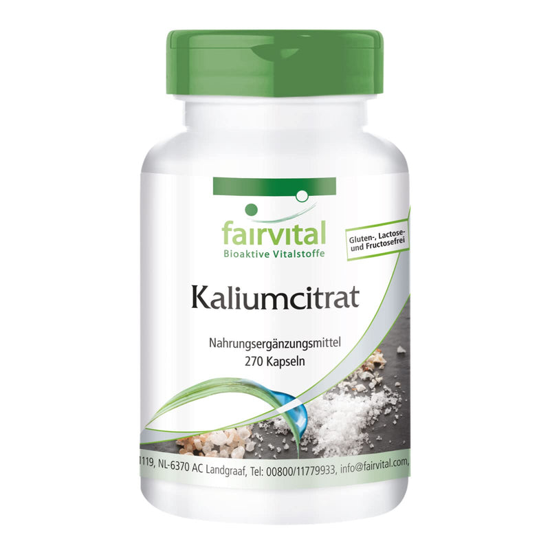 Fairvital | Potassium citrate capsules - HIGH DOSE - 300mg potassium per capsule - VEGAN - Potassium Citrate - 270 capsules - NewNest Australia