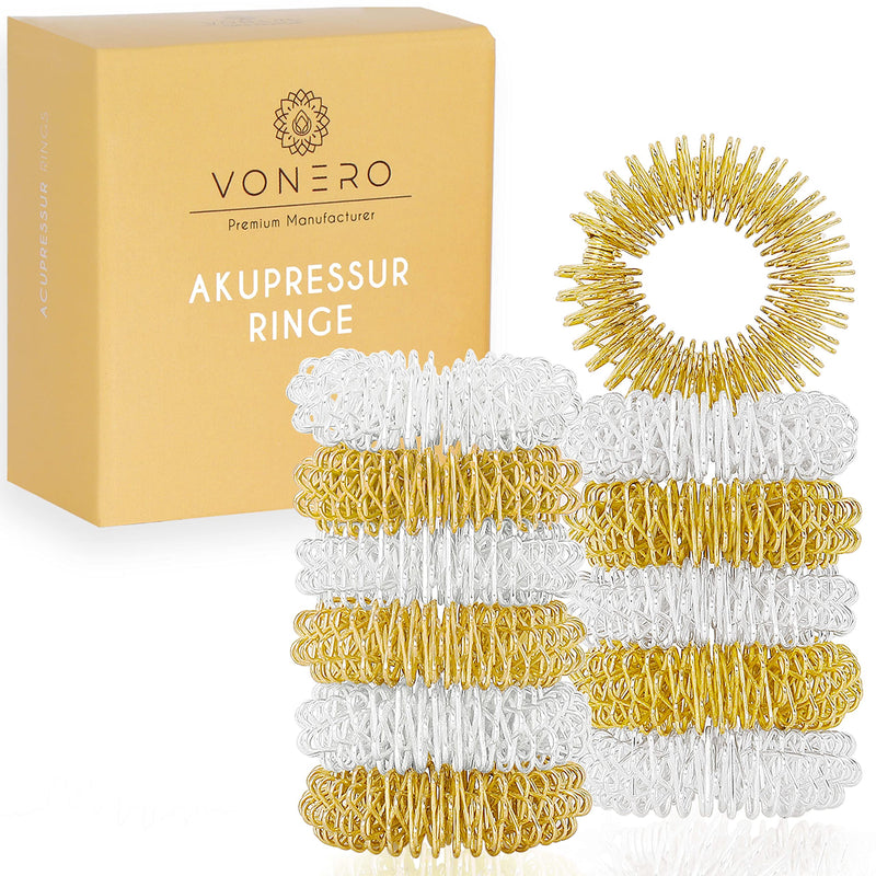 Vonero Premium Acupressure Ring [Set Of 12] - Improved Concept 2020 - Finger Massage Ring - Acupressure Rings | Massage Rings For Wrist | Anti Stress Finger Massage Ring - NewNest Australia