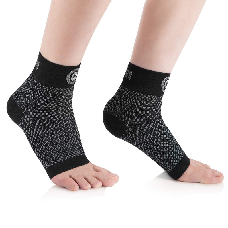 CAMBIVO ankle bandage 2 pairs, ankle bandage, ankle bandage, Achilles tendon bandage against heel spurs, plantar fasciitis, sprains, foot bandage for sports, fitness, everyday life, black M - NewNest Australia