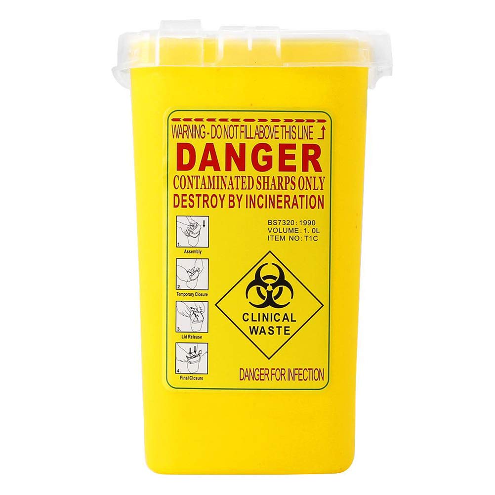 Supvox Syringe Bucket Sharps Container Box Waste Bin Needle Disposal Container with Lid for Tattoo Medical (Yellow) - NewNest Australia