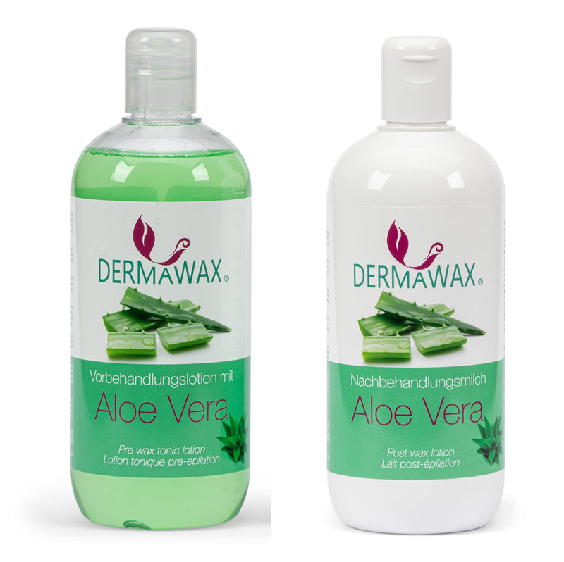 Dermawax waxing pre- and post-treatment skin care set. Toning pre-treatment lotion skin cleanser cleanser lotion with aloe vera and post-treatment milk with aloe vera removes wax residue - NewNest Australia