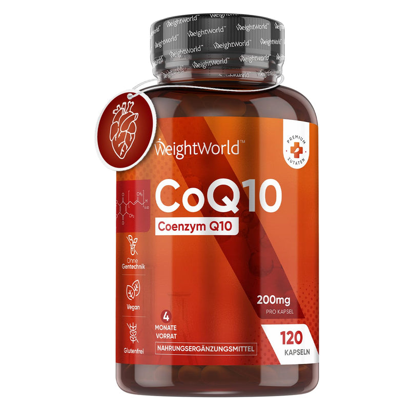 Coenzyme Q10-200Mg Per Capsule - 120 Vegan Coq10 Capsules - 4 Month Supply - From Plant Fermentation - Bioactive, Natural And High Bioavailability - Laboratory Tested With Certificate - Weightworld - NewNest Australia