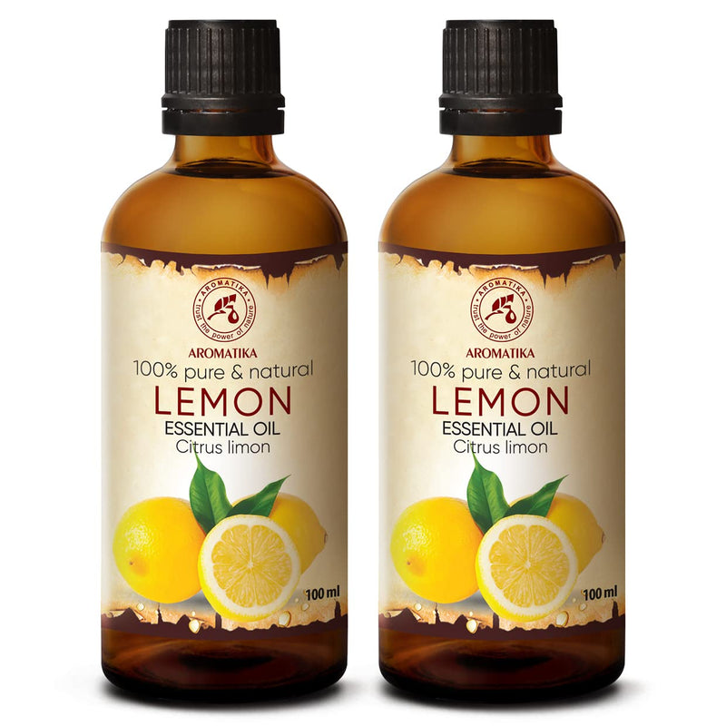 Lemon Oil 200 Ml, 2 X 100 Ml, Citrus Limon, Italy, 100% Pure Lemon Oil For Good Sleep, Body Care, Wellness, Beauty, Relaxation, Aromatherapy, Aroma Diffuser, Oil Burner - NewNest Australia